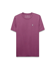 Mens Classic Crew Neck Tee in plum, a classic fit jersey t-shirt featuring a small, embroidered white and black Psycho Bunny skull logo on the left chest.