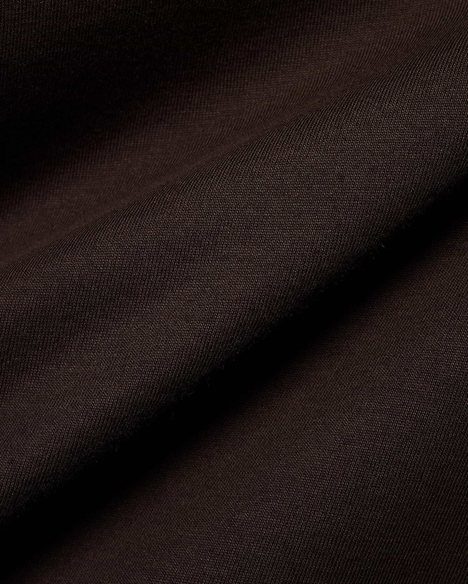 Psycho Bunny Men's Classic Pima Crew Neck Tee in rich dark brown, showcasing its premium Pima cotton jersey knit fabric with a soft, smooth texture and elegant drape. (4)