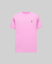 Mens Classic Crew Neck Tee in vibrant pink, crafted from soft jersey fabric with a classic fit. Features a small, embroidered Psycho Bunny skull logo on the left chest.