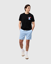 head to toe view of a model wearing the pima cotton los angeles city tee