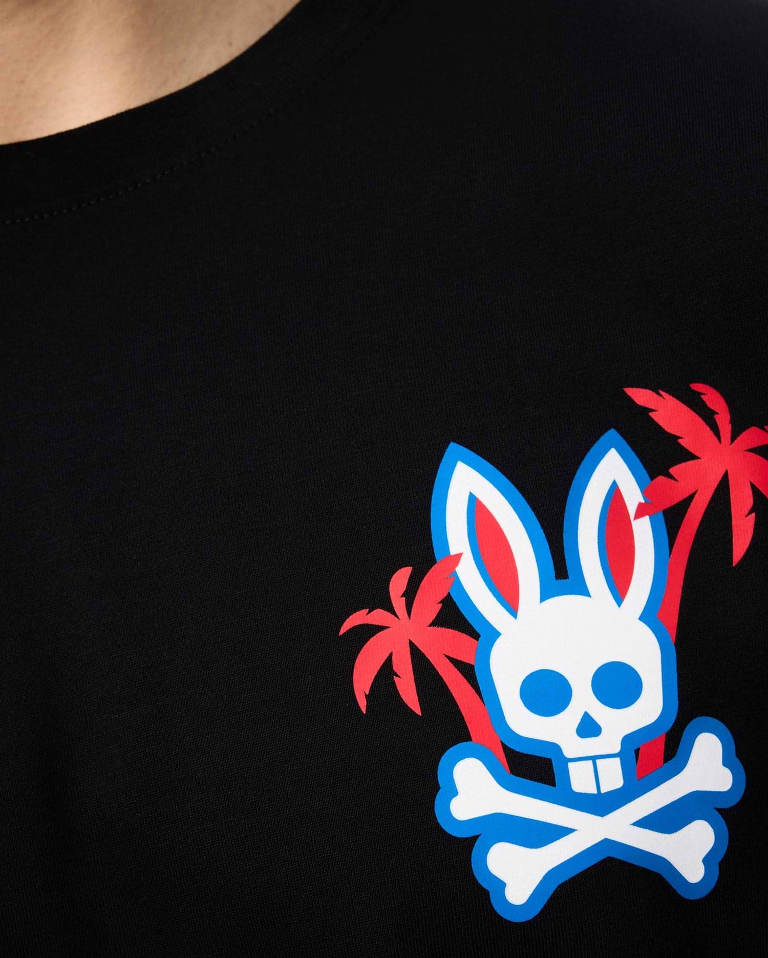 Close up of the pima cotton los angeles city tee in black