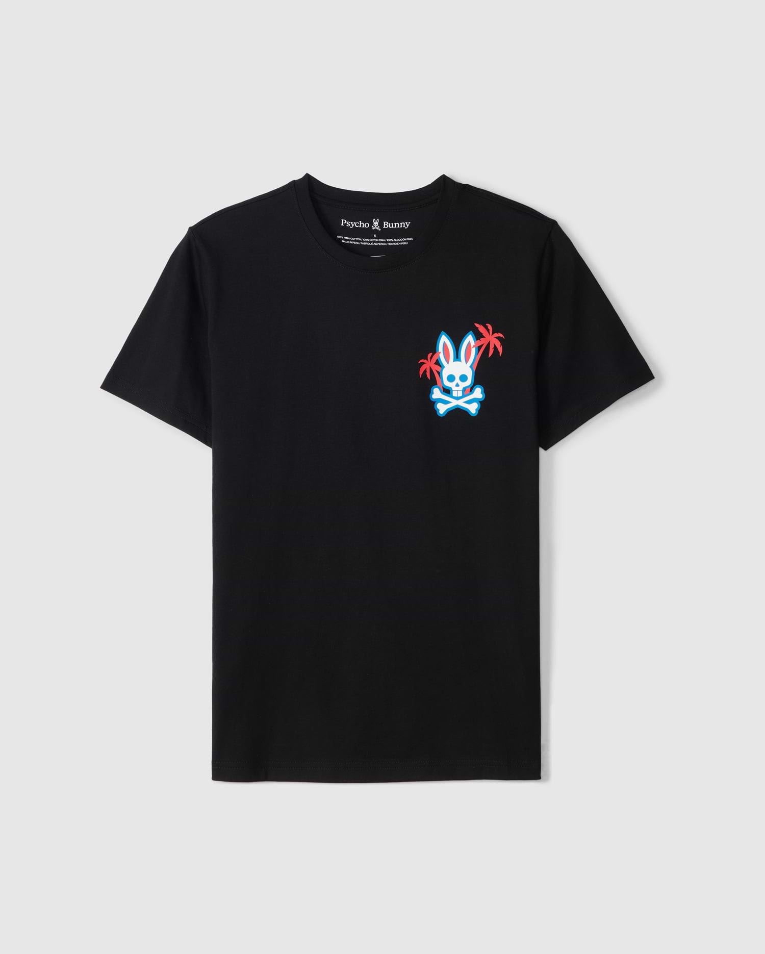 flat front view of pima cotton los angeles city tee in black