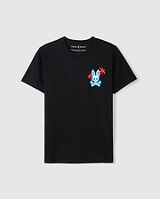 flat front view of pima cotton los angeles city tee in black