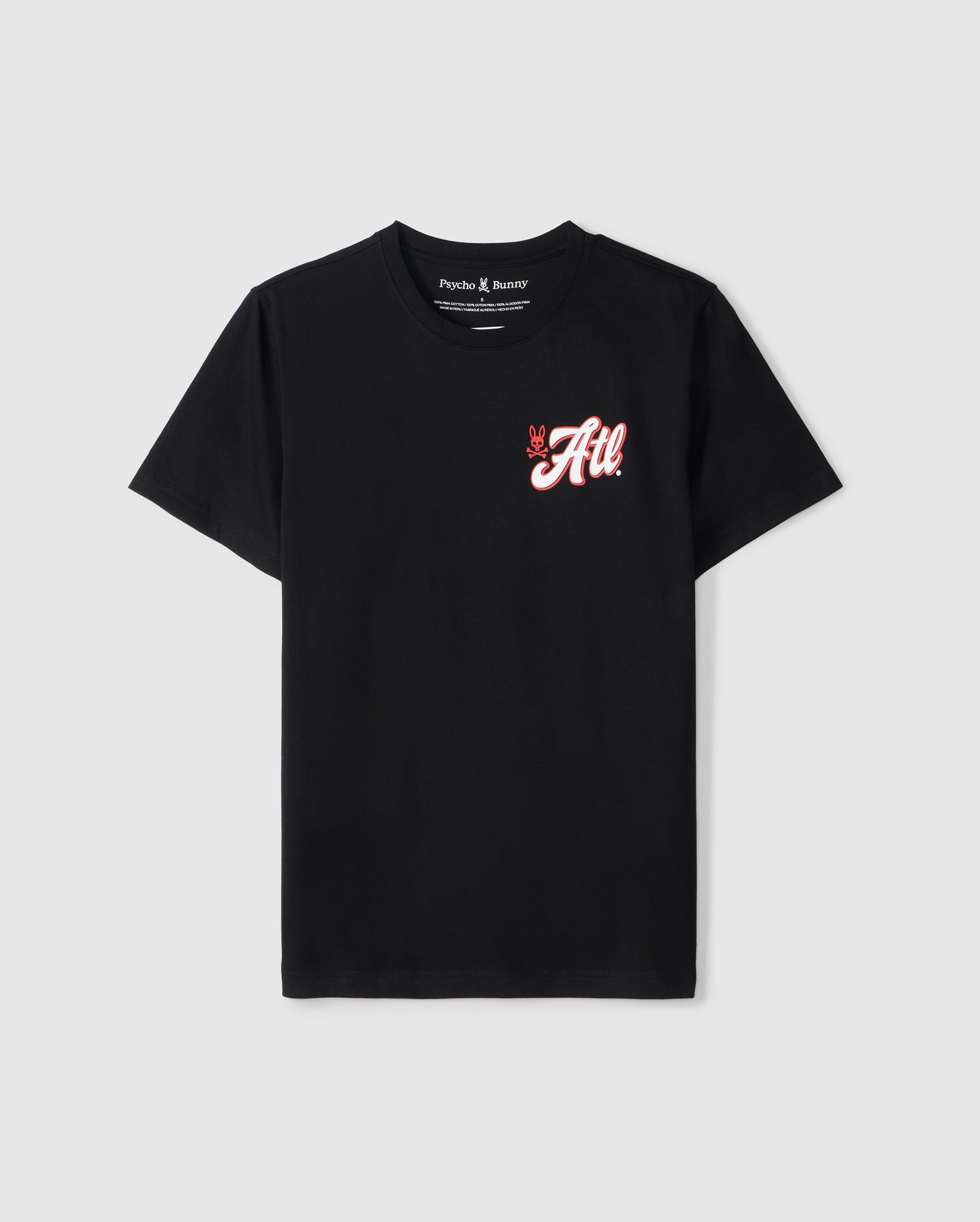 flat front view pima cotton atlanta city tee in black