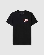flat front view pima cotton atlanta city tee in black