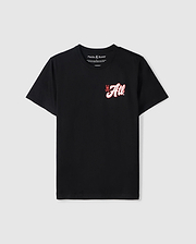 flat front view pima cotton atlanta city tee in black