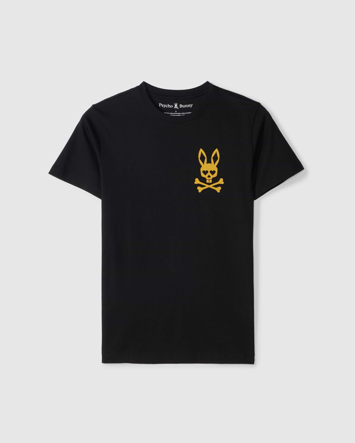 Flat front view of pima cotton las vegas city tee in black