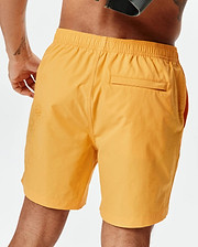 Marigold Mens Samos Hydrochromic Printed Swim Trunk with a relaxed fit, elastic waistband, and a subtle tonal Psycho Bunny skull pattern on the side, featuring a back flap pocket. (4)
