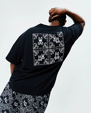 Men's Big and Tall Luke Back Graphic Tee in Black | Psycho Bunny