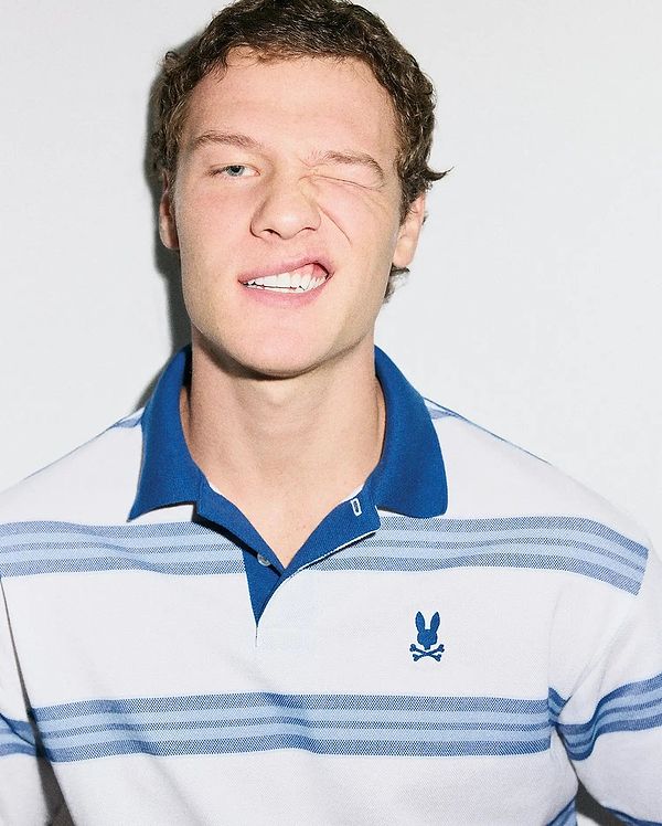 MEN'S DREW STRIPED PIQUE POLO view 1