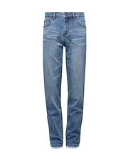 Kids Emerson Denim Pant in light blue denim, featuring a faded wash, classic five-pocket style, and a small green embroidered Psycho Bunny skull logo on the coin pocket.