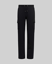 The KIDS NASH CARGO SWEATPANT - KB0800004 by Psycho Bunny offers classic comfort with an elastic waistband, drawstring, roomy cargo pockets, and two side flap pockets, shown against a light gray background.
