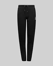Kids Timothy 4k Bunny Jogger, black relaxed-fit french terry joggers featuring a white embroidered Psycho Bunny skull logo on the left thigh and an adjustable drawstring waist.
