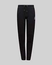 Kids Timothy 4k Bunny Jogger, black relaxed-fit french terry joggers featuring a white embroidered Psycho Bunny skull logo on the left thigh and an adjustable drawstring waist.