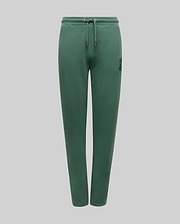 Kids Tate Chenille Sweatpant in deep forest green, featuring a relaxed fit, soft chenille fabric, an adjustable drawstring waist, and a small, tonal embroidered Psycho Bunny skull logo on the upper left thigh.