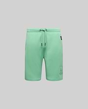 Kids Barry Modal Short, mint green, relaxed fit, soft modal blend, drawstring waist with silver tips, large tonal embroidered Psycho Bunny skull logo on lower right leg, and a Psycho Bunny side tag.