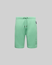 Kids Barry Modal Short, mint green, relaxed fit, soft modal blend, drawstring waist with silver tips, large tonal embroidered Psycho Bunny skull logo on lower right leg, and a Psycho Bunny side tag.