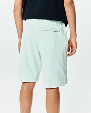 Kids Keith Short 3 1/2, a relaxed fit pale mint green pique knit short, showcasing a subtle tonal back welt pocket detail, embodying premium streetwear style. (2)