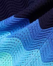 Kids Holden Knit Short KB0900033, a premium textured knit short featuring a bold wavy, perforated design in a vibrant navy to light blue gradient. (6)