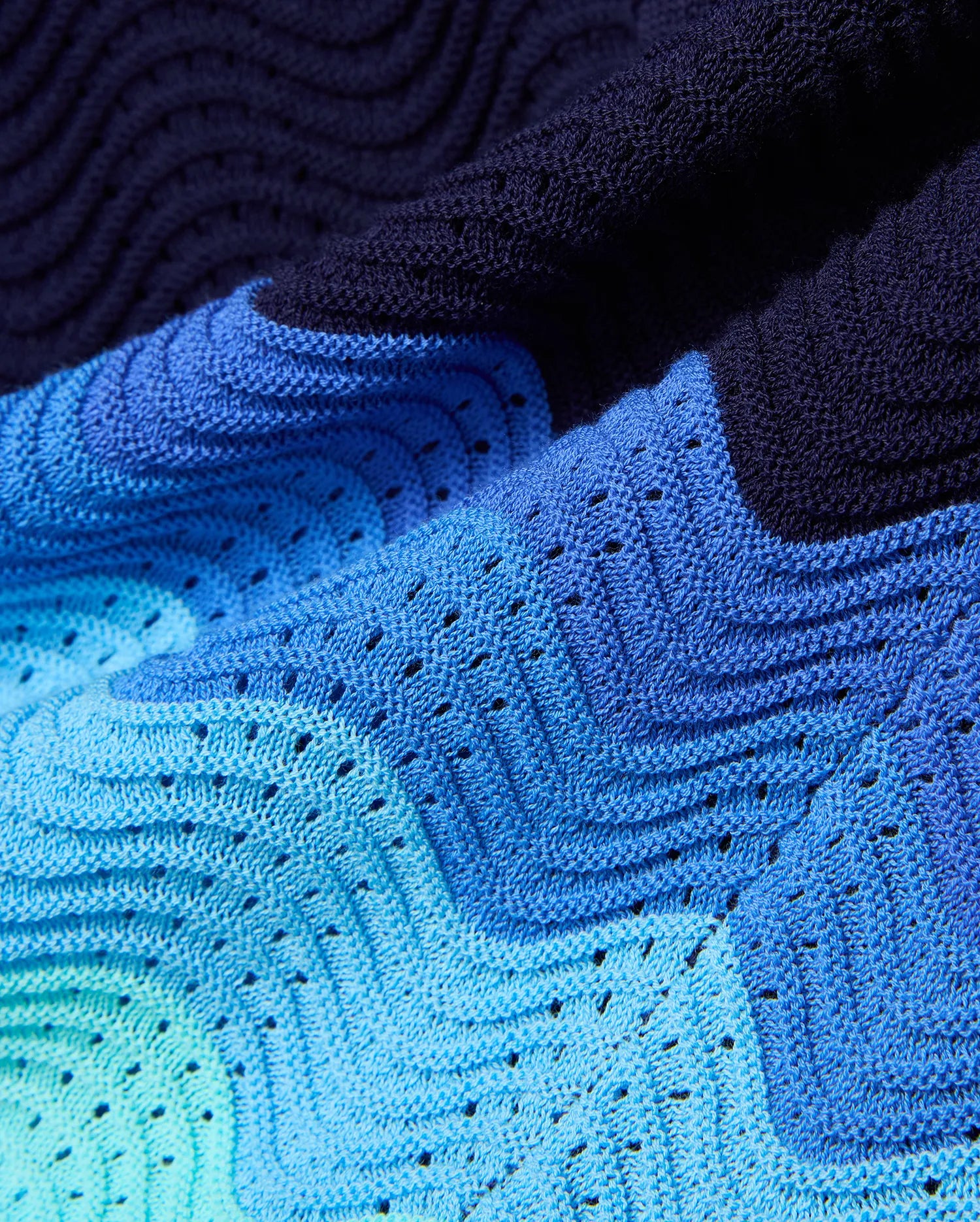 Kids Holden Knit Short KB0900033, a premium textured knit short featuring a bold wavy, perforated design in a vibrant navy to light blue gradient. (6)