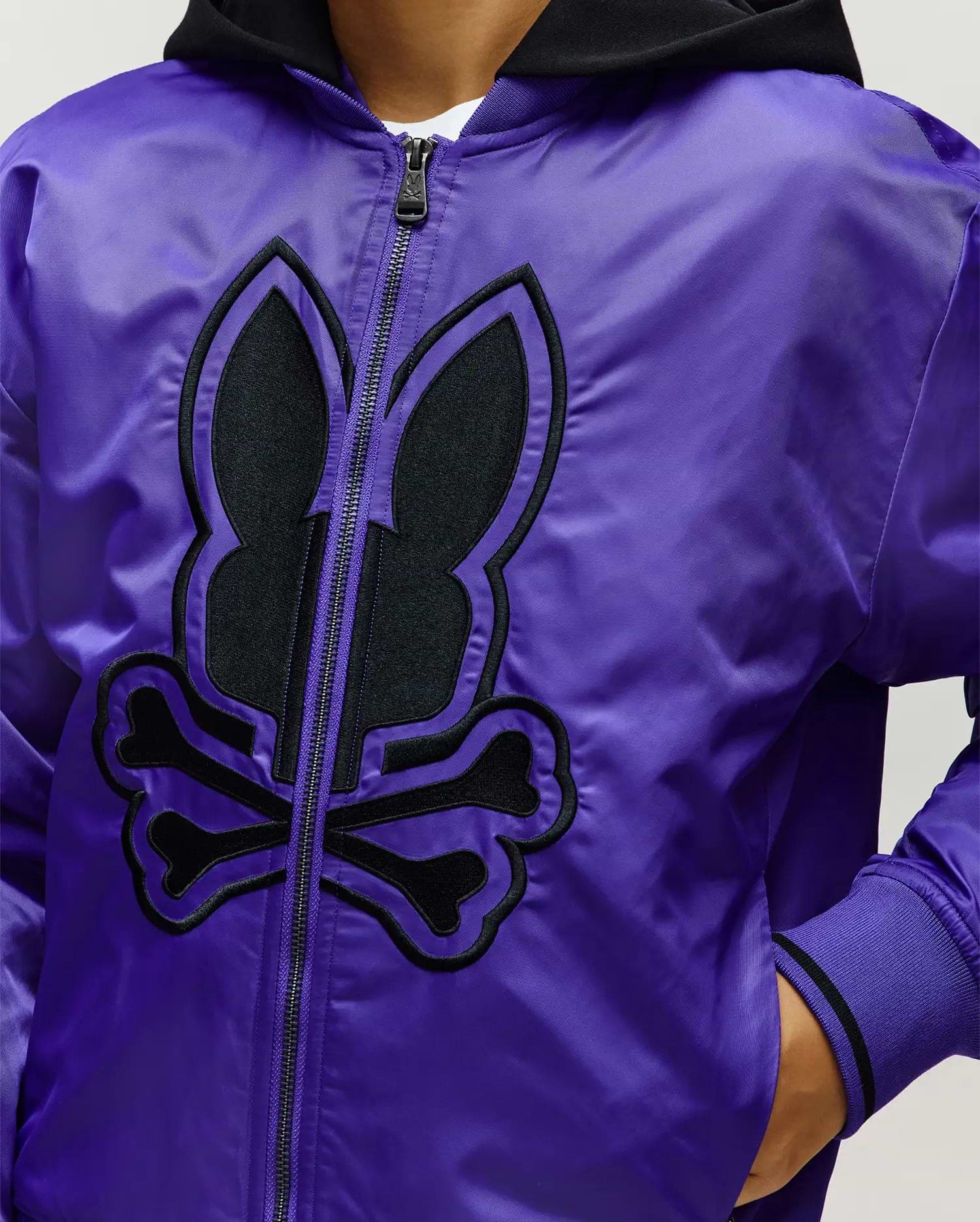 Kids' Magnus Relaxed Bomber in Purple | Psycho Bunny