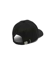 Kids' Alfie Baseball Cap in black cotton twill, featuring an adjustable strap with a silver-tone metal buckle engraved with the iconic Psycho Bunny skull logo at the back. (2)
