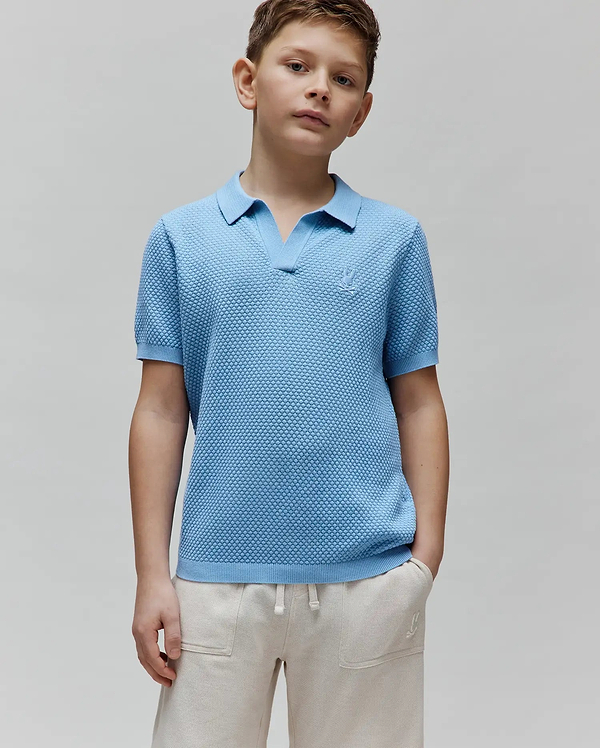 KIDS DEVON BUBBLE STITCH KNIT POLO view 1