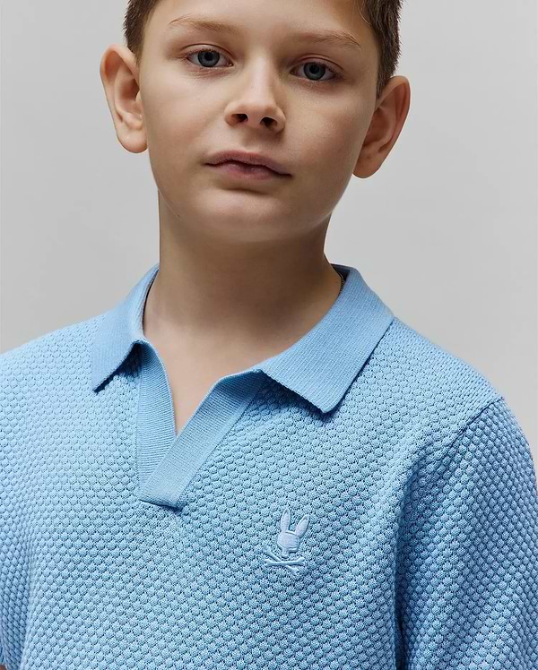 KIDS DEVON BUBBLE STITCH KNIT POLO view 2