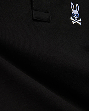 Black Kids Sunny Pique Polo in pique fabric, featuring a small, embroidered white Psycho Bunny skull logo with blue sunglasses and white crossbones on the chest.