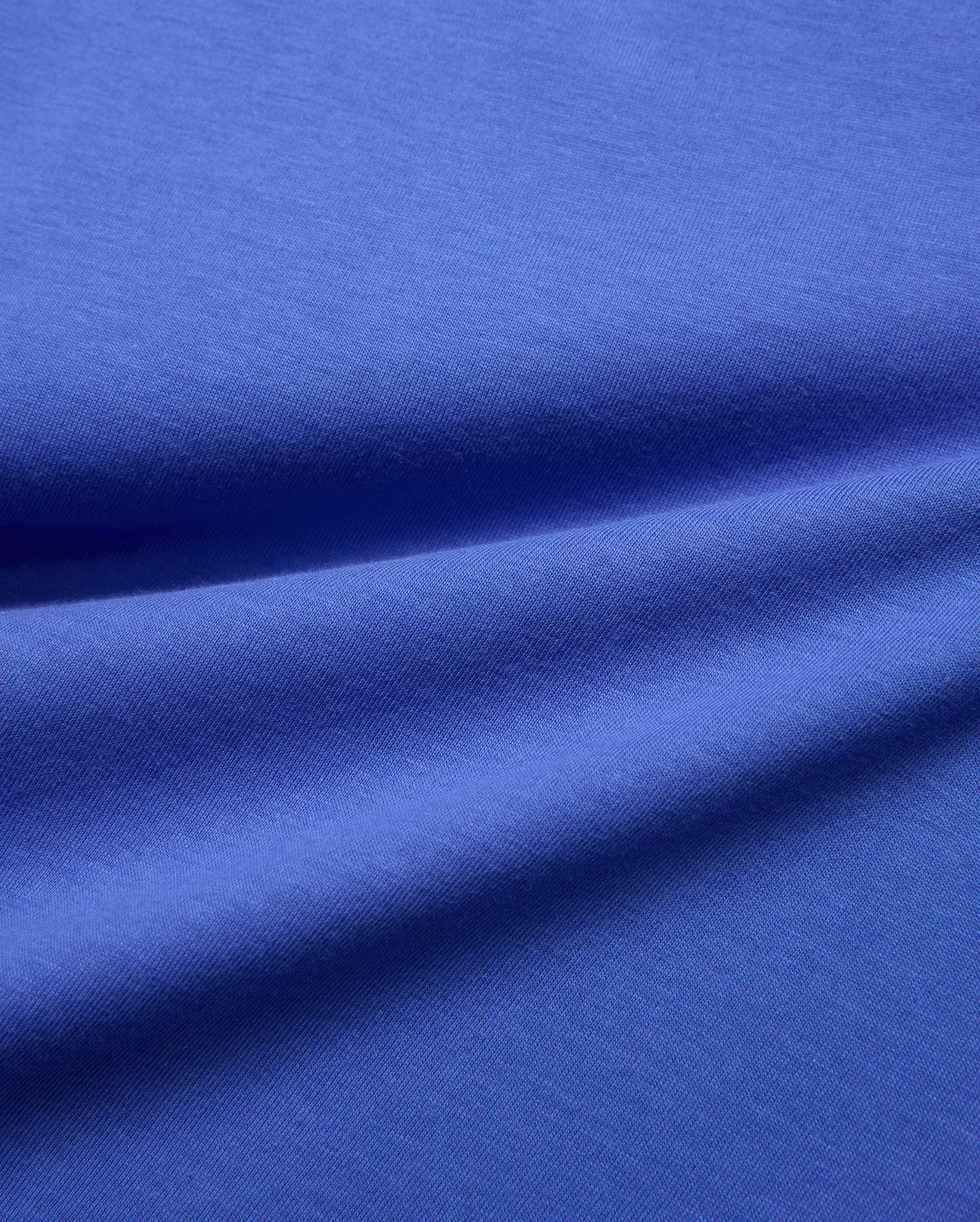 Vibrant blue jersey knit fabric swatch, smooth and subtly textured, for the Kids Sunny Chest Graphic Tee, designed for a comfortable, classic fit.