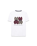 White Kids Ledger Graphic Tee with a classic fit, featuring a large chest graphic of two Psycho Bunny skull logos in red/tan and navy/tan, made from soft jersey knit.