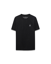 Kids Maxton Waffle Tee, a black classic fit t-shirt featuring a textured waffle knit fabric and a small white embroidered Psycho Bunny skull logo on the left chest.