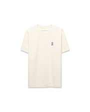 Kids Maxton Waffle Tee in cream, featuring a classic fit, waffle knit texture, and a small embroidered navy Psycho Bunny skull logo on the left chest.