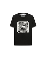Kids' Raj Pima Graphic Tee, a black classic fit Pima cotton jersey t-shirt featuring a large white chest graphic with stacked Psycho Bunny text and two iconic bunny skull logos. (1)