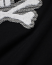 Kids' Samson Pima Graphic Tee in black Pima jersey knit, featuring a large white cross-stitch Psycho Bunny skull graphic. (6)