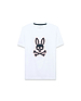 Kids' Samson Pima Graphic Tee, white classic fit Pima cotton jersey with a large central black and pink textured embroidered Psycho Bunny skull and crossbones logo.