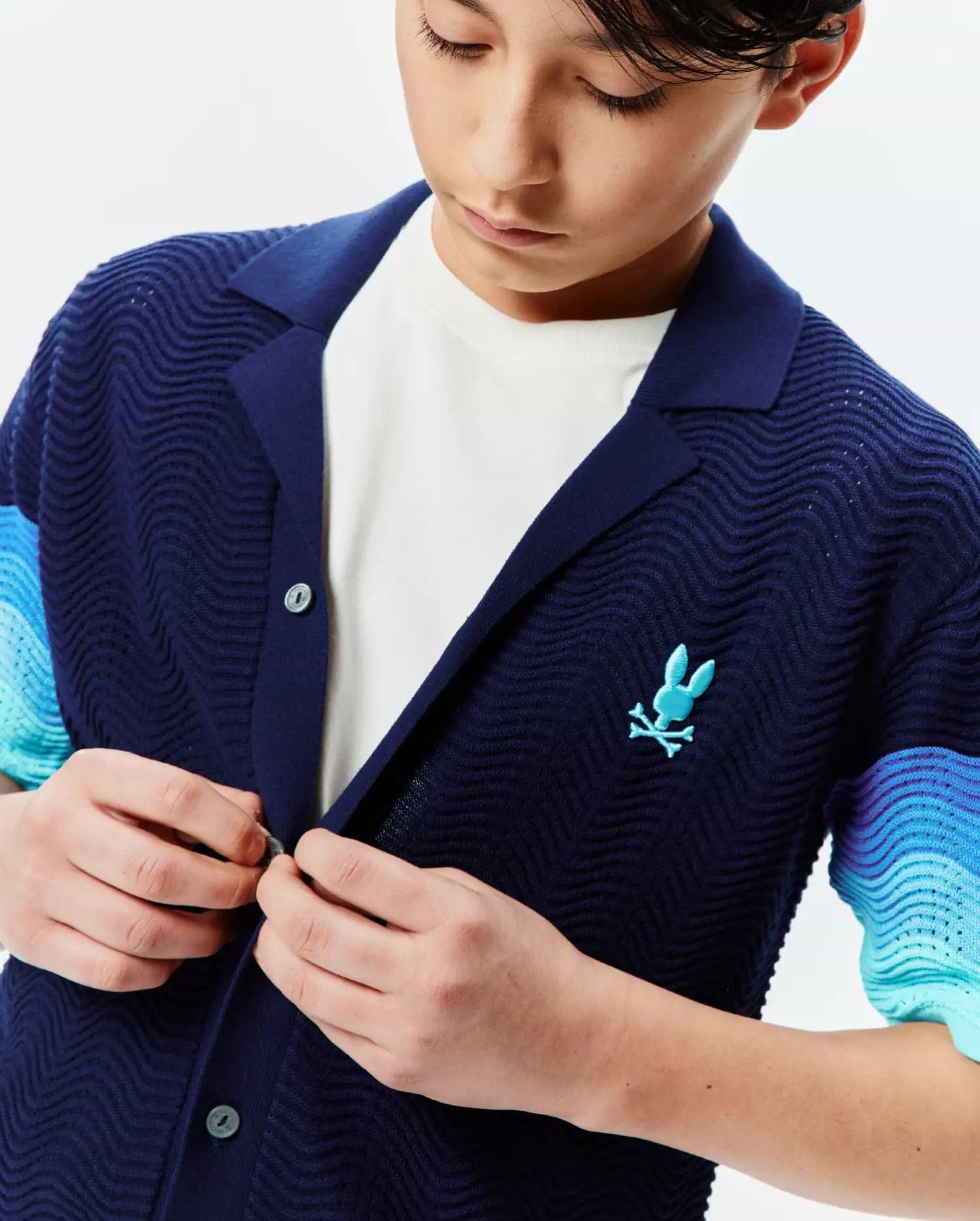 Kids Holden Oversized Knit in Navy Multi | Psycho Bunny