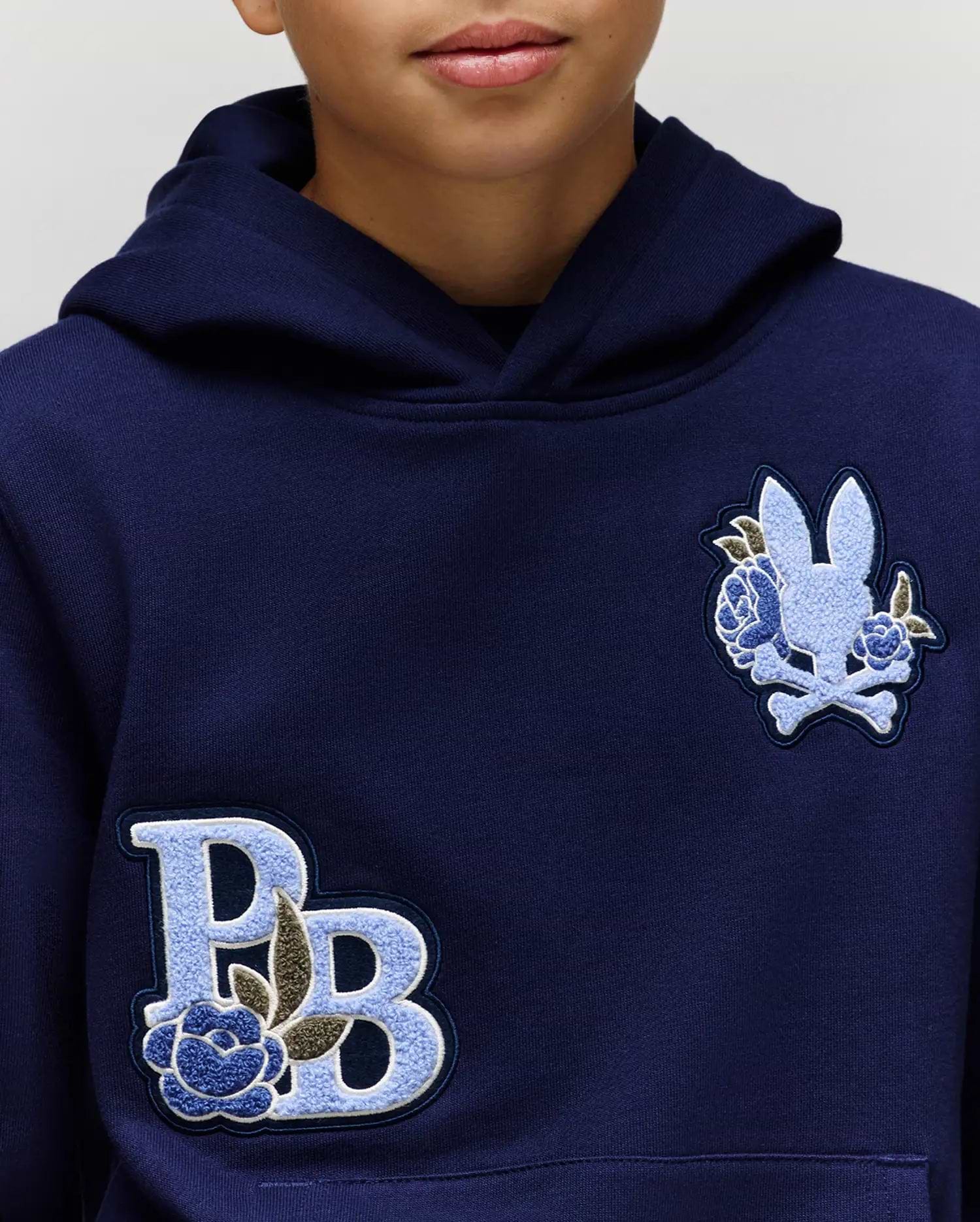 Kids' Auguste Hoodie in Blue | Psycho Bunny
