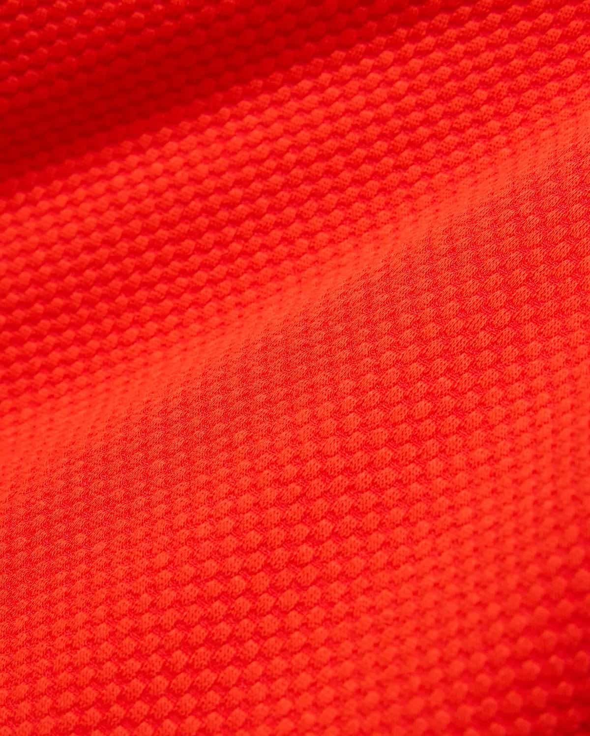 Kids Marc Textured Full Zip Hoodie in vibrant red, featuring a premium, breathable textured knit fabric with a subtle, refined square pattern, perfect for stylish comfort. (6)