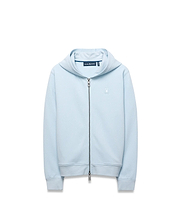 Kids Marc Textured Full Zip Hoodie in light blue, featuring a subtle diamond texture, classic fit, full zip closure, and a small white embroidered Psycho Bunny skull logo on the left chest.