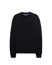 Kids Cedrick All Over Jacquard Crew, a black relaxed fit sweatshirt featuring a subtle tone-on-tone all-over jacquard Psycho Bunny skull logo pattern and a neon green inner collar detail.