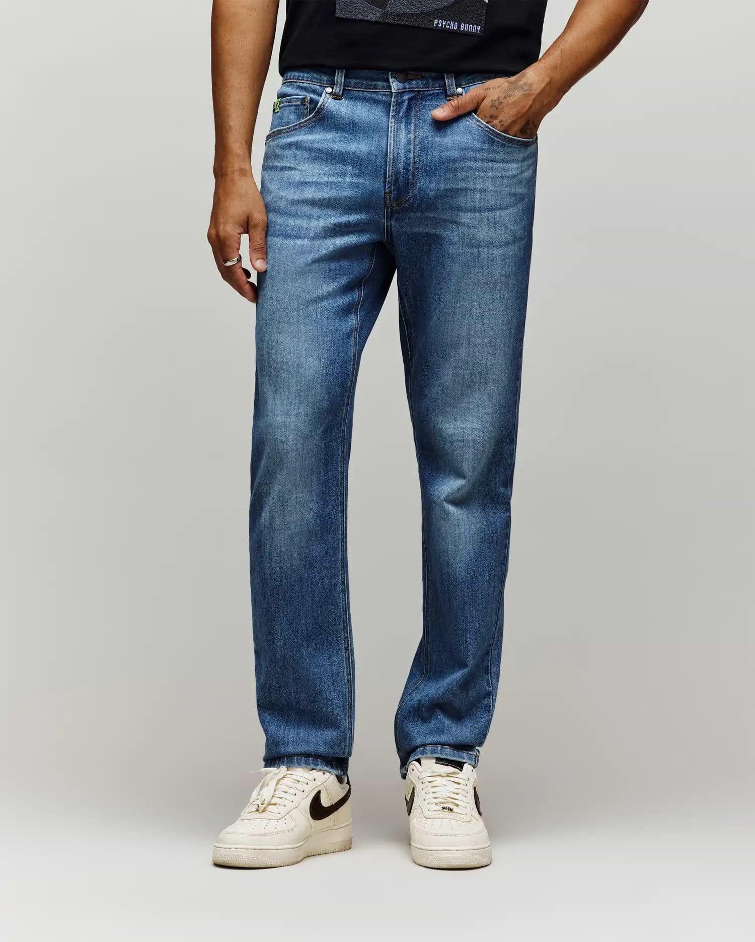 Men's Emerson Slim Fit Denim Pant in Light Blue | Psycho Bunny