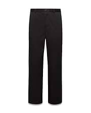 Mens Aidan Chino Pant, a classic straight fit in solid black smooth twill fabric, featuring a flat front, belt loops, and a concealed button and zip closure. (5)