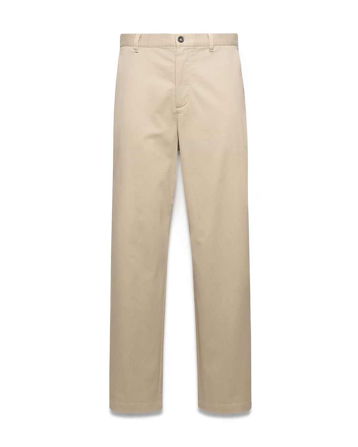 Mens Aidan Chino Pant in classic fit beige smooth cotton chino fabric, featuring a flat front, button closure, and belt loops.