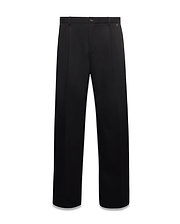 Men's Wayde Wide-Leg Pleated Pants in black, featuring a relaxed wide-leg fit, crisp front pleats, and a subtle embroidered Psycho Bunny skull logo near the right hip. (5)
