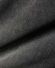 Mens Emerson Denim Pant featuring a dark charcoal grey denim fabric with a visible twill weave and subtle light flecks, creating a textured, washed appearance.