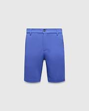 Psycho Bunny Mens Shiro Twill Short, vibrant royal blue, classic fit twill fabric, featuring a flat front, belt loops, and a dark branded button closure.