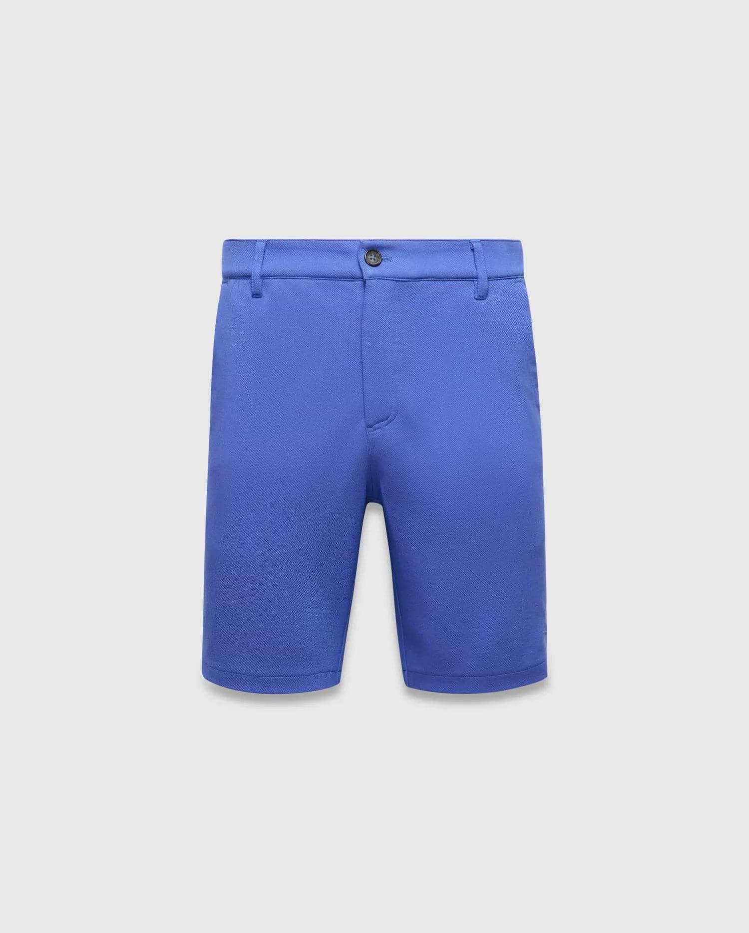 Psycho Bunny Mens Shiro Twill Short, vibrant royal blue, classic fit twill fabric, featuring a flat front, belt loops, and a dark branded button closure.