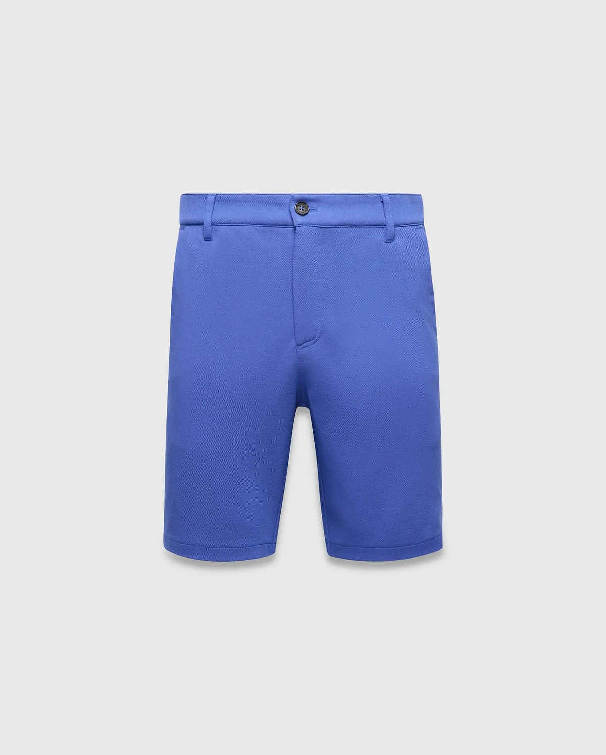 Psycho Bunny Mens Shiro Twill Short, vibrant royal blue, classic fit twill fabric, featuring a flat front, belt loops, and a dark branded button closure.