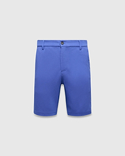 Psycho Bunny Mens Shiro Twill Short, vibrant royal blue, classic fit twill fabric, featuring a flat front, belt loops, and a dark branded button closure.